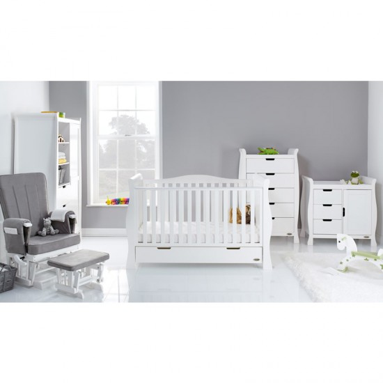 Obaby Stamford Luxe Sleigh 5 Piece Room Set, White