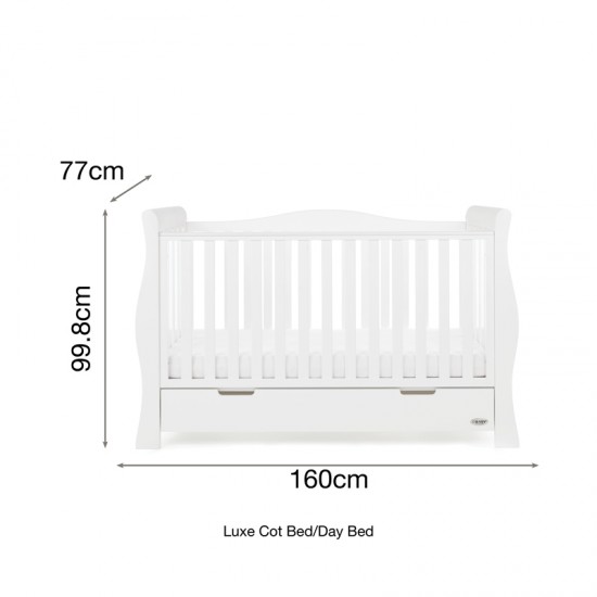 Obaby Stamford Luxe Sleigh Cot Bed, White