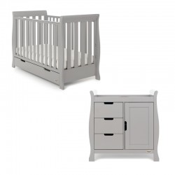 Obaby Stamford Mini Sleigh 2 Piece Room Set, Warm Grey