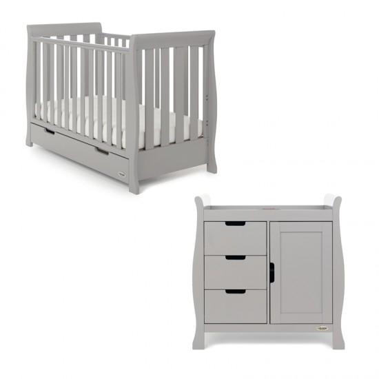 Obaby Stamford Mini Sleigh 2 Piece Room Set, Warm Grey