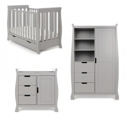 Obaby Stamford Mini Sleigh 3 Piece Room Set, Warm Grey