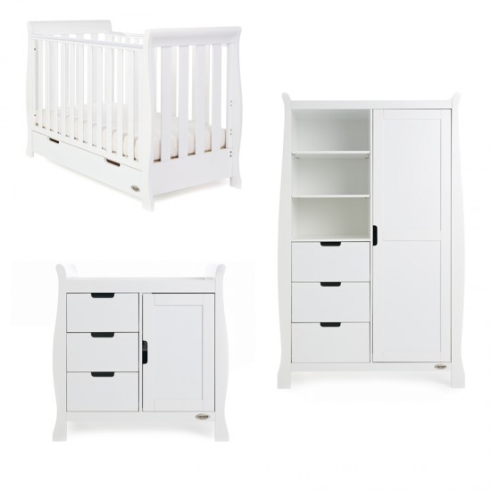 Obaby Stamford Mini Sleigh 3 Piece Room Set, White