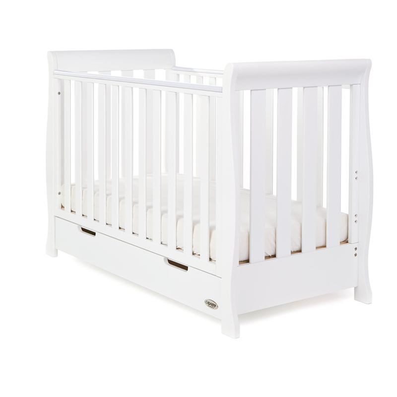 Obaby Stamford Mini Sleigh Cot Bed, White 20OB2502