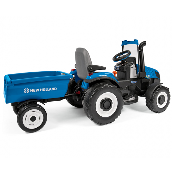 Peg Perego New Holland T8 12v Tractor with Trailer, Blue