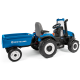 Peg Perego New Holland T8 12v Tractor with Trailer, Blue