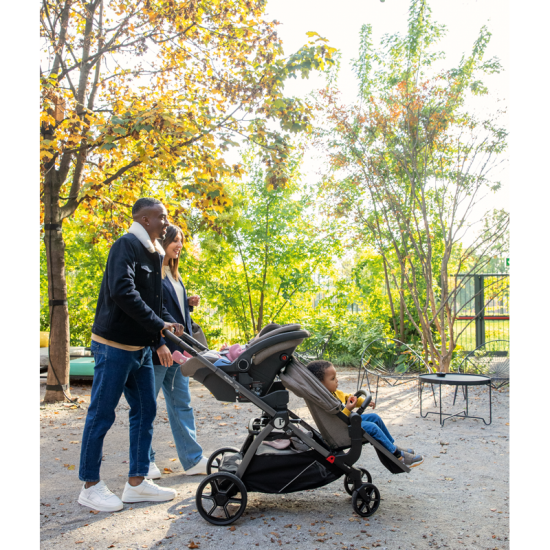 Peg Perego Ypsi Twin Stroller Bundle + 2 Lounge Car Seats, Graphic Gold