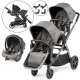 Peg Perego Ypsi Double Stroller Bundle + 1 Lounge Car Seat, City Grey