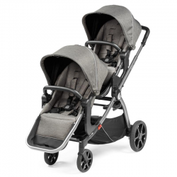 Peg Perego Ypsi Twin Stroller Bundle + 2 Lounge Car Seats, City Grey