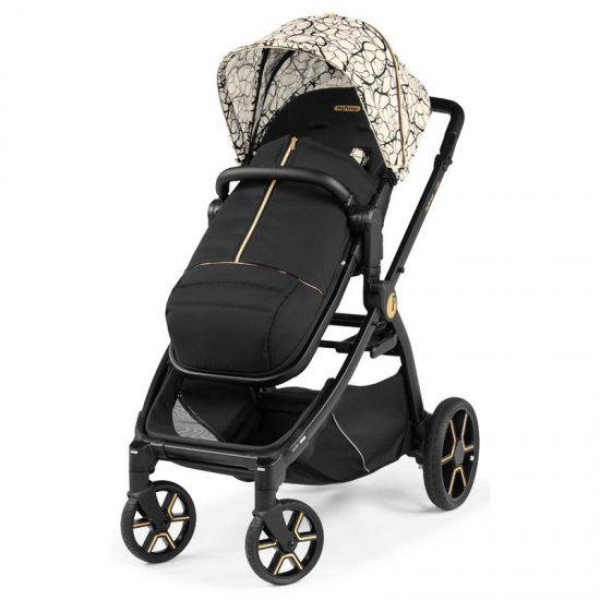 Peg Perego Ypsi Double Stroller Bundle + 1 Lounge Car Seat, Graphic Gold