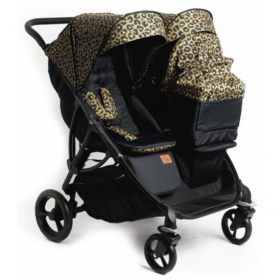 Roma Gemini 2 Double Twin Stroller + Carrycot, Khaki Leopard Roma Gemini 2 Double Twin Stroller + Carrycot, Khaki Leopard