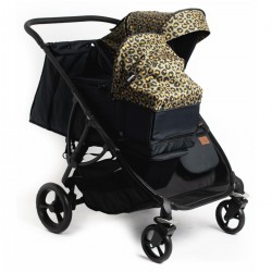 Roma Gemini 2 Double Twin Stroller + Carrycot, Khaki Leopard