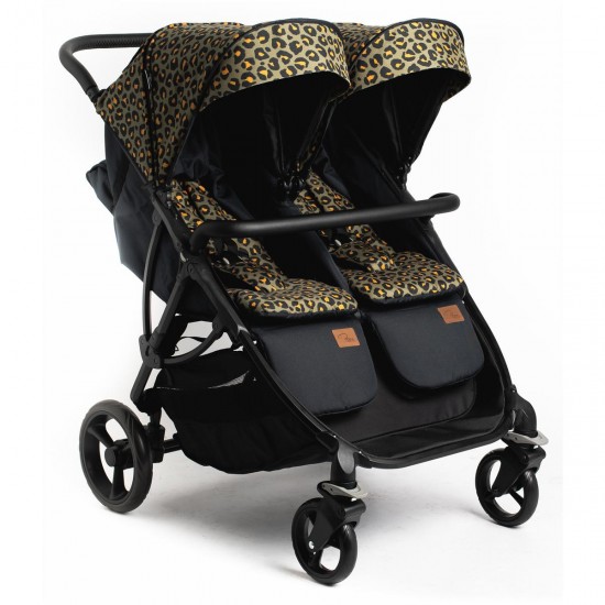 Roma Gemini 2 Double Twin Stroller + Carrycot, Khaki Leopard Roma Gemini 2 Double Twin Stroller + Carrycot, Khaki Leopard