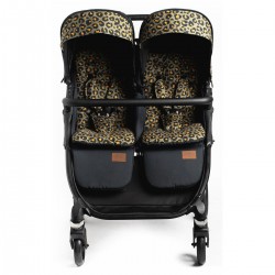 Roma Gemini 2 Double Twin Stroller, Khaki Leopard