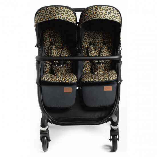 Roma Gemini 2 Double Twin Stroller + Carrycot, Khaki Leopard Roma Gemini 2 Double Twin Stroller + Carrycot, Khaki Leopard