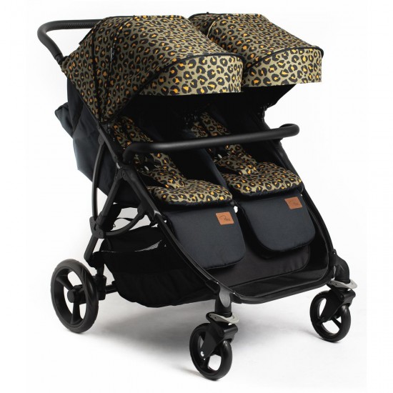 Roma Gemini 2 Double Twin Stroller + Carrycot, Khaki Leopard Roma Gemini 2 Double Twin Stroller + Carrycot, Khaki Leopard