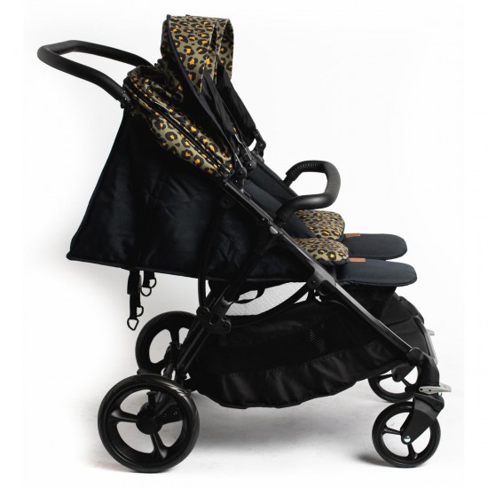 Roma Gemini 2 Double Twin Stroller + Carrycot, Khaki Leopard Roma Gemini 2 Double Twin Stroller + Carrycot, Khaki Leopard