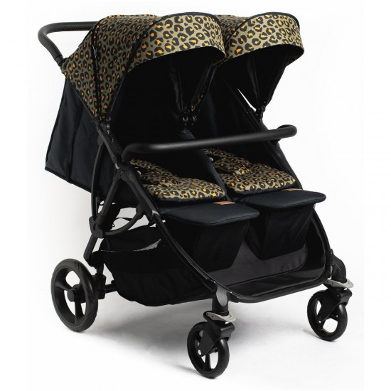 Roma Gemini 2 Double Twin Stroller + Carrycot, Khaki Leopard Roma Gemini 2 Double Twin Stroller + Carrycot, Khaki Leopard
