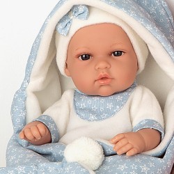 Roma Arias 33cm Natal Doll with Bunny Blanket - Blue