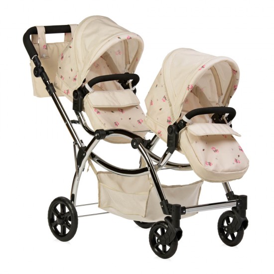 Roma Darcie Twin Dolls Pram, Cream - 3-16 years Roma Darcie Twin Dolls Pram, Cream - 3-16 years