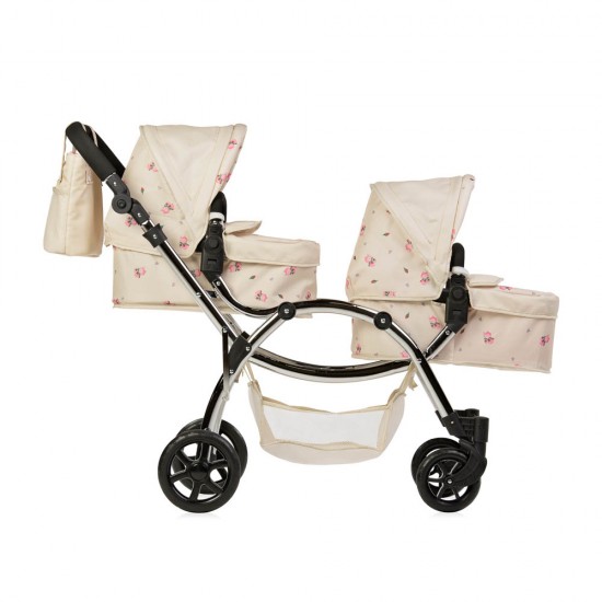 Roma Darcie Twin Dolls Pram, Cream - 3-16 years Roma Darcie Twin Dolls Pram, Cream - 3-16 years