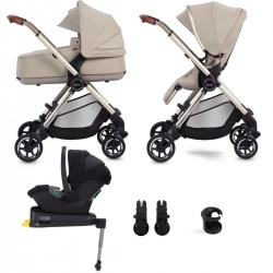 Silver Cross Dune + Compact Folding Carrycot & Travel Pack, Stone