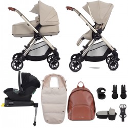 Silver Cross Dune + Compact Folding Carrycot & Ultimate Pack, Stone