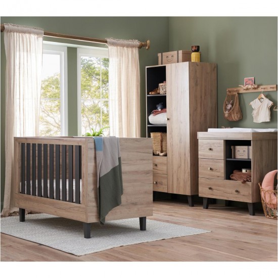 Tutti Bambini Como 3 Piece Room Set, Distressed Oak & Slate Grey