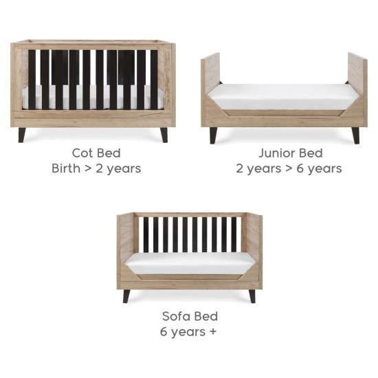 Tutti Bambini Como 2 Piece Room Set, Distressed Oak & Slate Grey