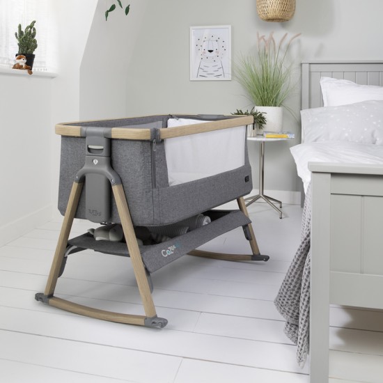 Tutti Bambini CoZee Air Bedside Crib, Oak & Charcoal