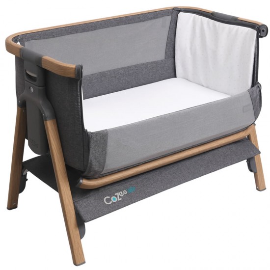 Tutti Bambini CoZee Air Bedside Crib, Oak & Charcoal