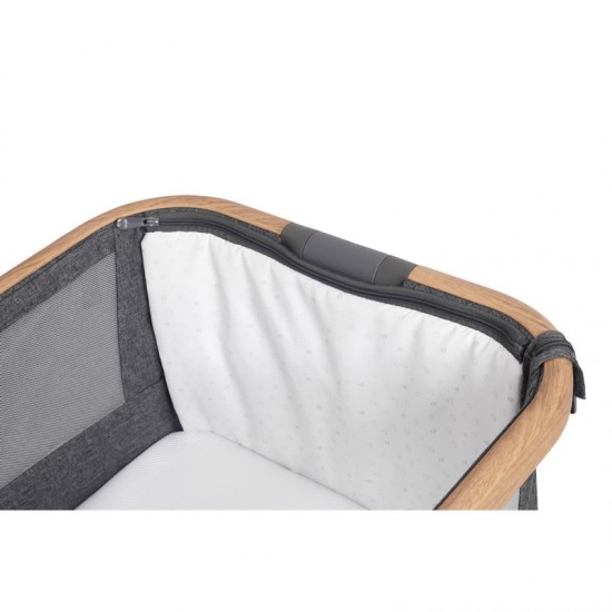 Tutti Bambini CoZee Air Bedside Crib, Oak & Charcoal