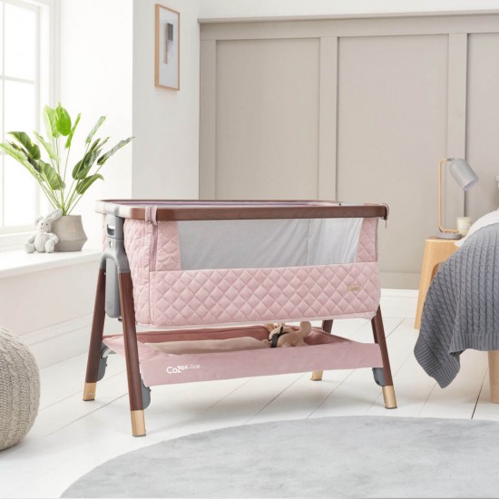 Tutti Bambini CoZee Luxe Bedside Crib, Walnut & Blush