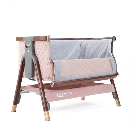 Tutti Bambini CoZee Luxe Bedside Crib, Walnut & Blush