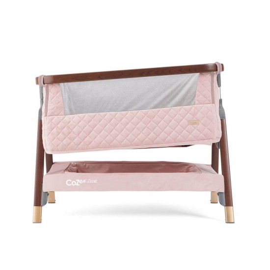 Tutti Bambini CoZee Luxe Bedside Crib, Walnut & Blush