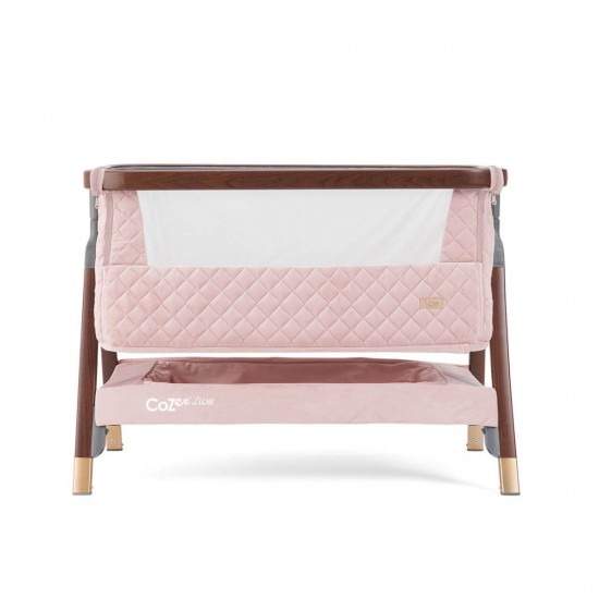 Tutti Bambini CoZee Luxe Bedside Crib, Walnut & Blush