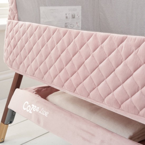 Tutti Bambini CoZee Luxe Bedside Crib, Walnut & Blush
