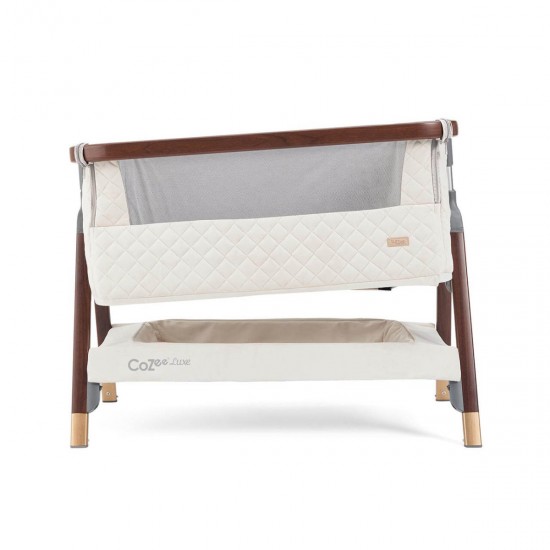 Tutti Bambini CoZee Luxe Bedside Crib, Walnut & Cream