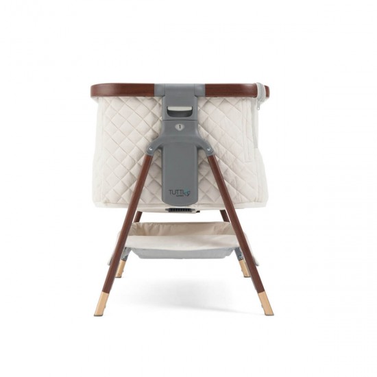 Tutti Bambini CoZee Luxe Bedside Crib, Walnut & Cream