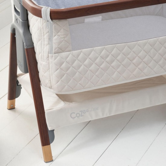 Tutti Bambini CoZee Luxe Bedside Crib, Walnut & Cream