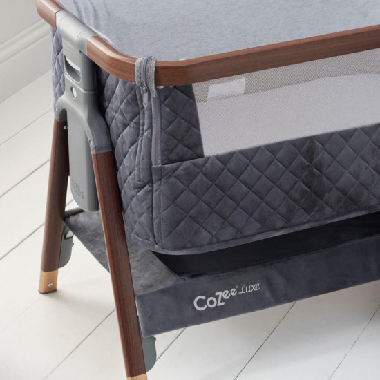 Tutti Bambini CoZee Luxe Bedside Crib, Walnut & Slate