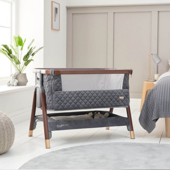 Tutti Bambini CoZee Luxe Bedside Crib, Walnut & Slate