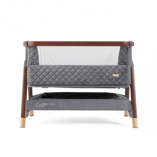 Tutti Bambini CoZee Luxe Bedside Crib, Walnut & Slate