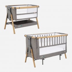 Tutti Bambini CoZee XL Bedside Crib & Cot, Oak & Charcoal