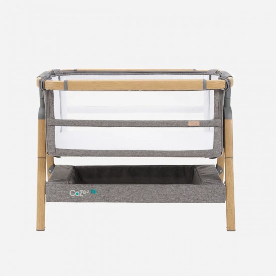 Tutti Bambini CoZee XL Bedside Crib & Cot, Oak & Charcoal