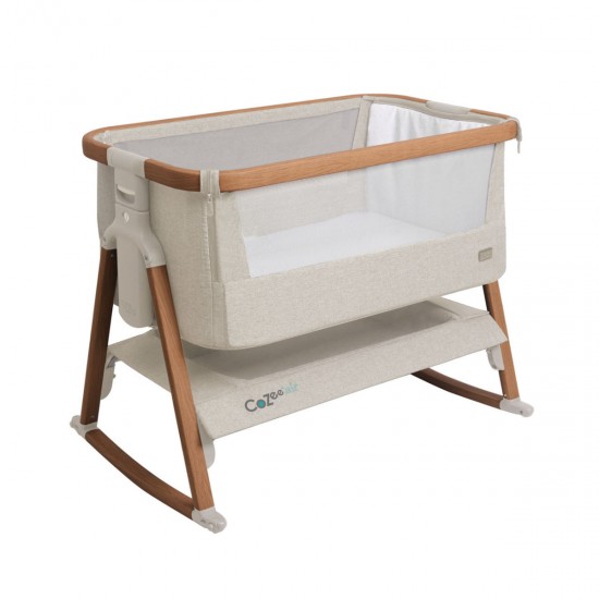 Tutti Bambini CoZee Air Bedside Crib, Scandinavian Walnut & Ecru