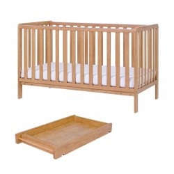 Tutti Bambini Malmo Cot Bed with Cot Top Changer & Mattress, Oak