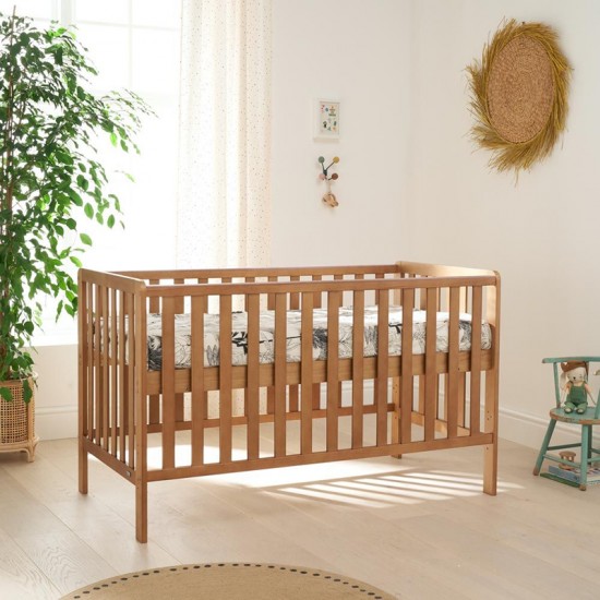 Tutti Bambini Malmo Cot Bed with Cot Top Changer & Mattress, Oak