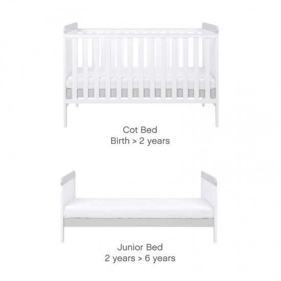 Tutti Bambini Rio 3 Piece Room Set, White & Dove Grey