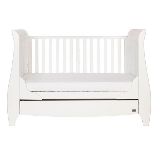Tutti Bambini Lucas Sleigh Cot Bed with Drawer, White