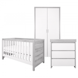 Tutti Bambini Modena 3 Piece Room Set, Grey Ash & White